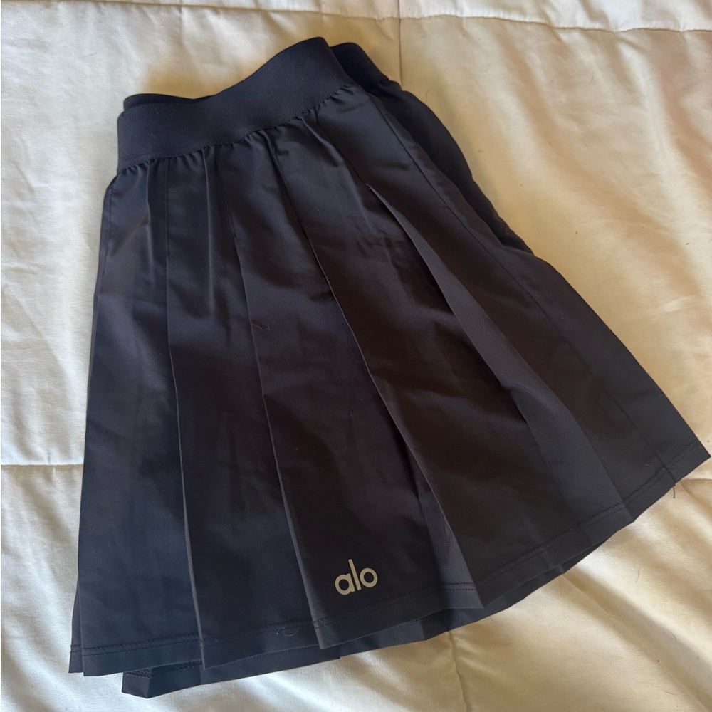 ALO Yoga Black Pleated A-Line Mini Skirt NWOT